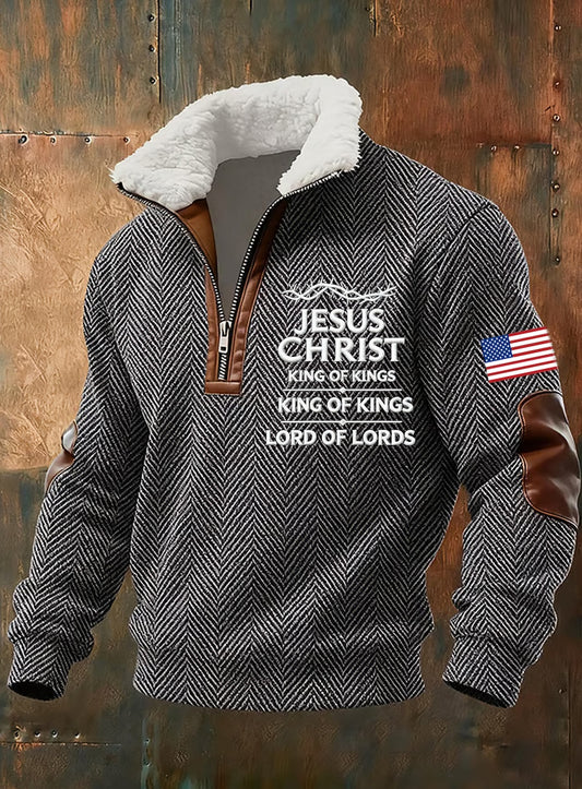 Férfi vintage art faith alkalmi pulóver