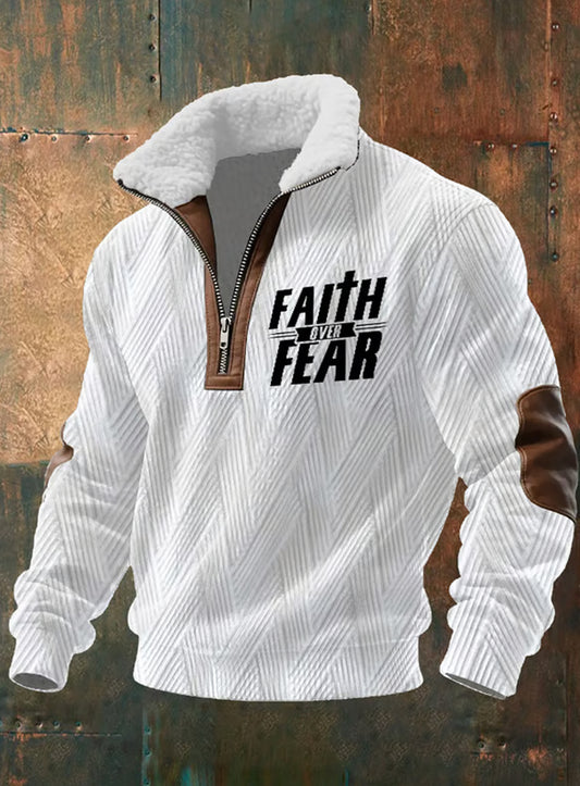 Férfi vintage art faith alkalmi pulóver