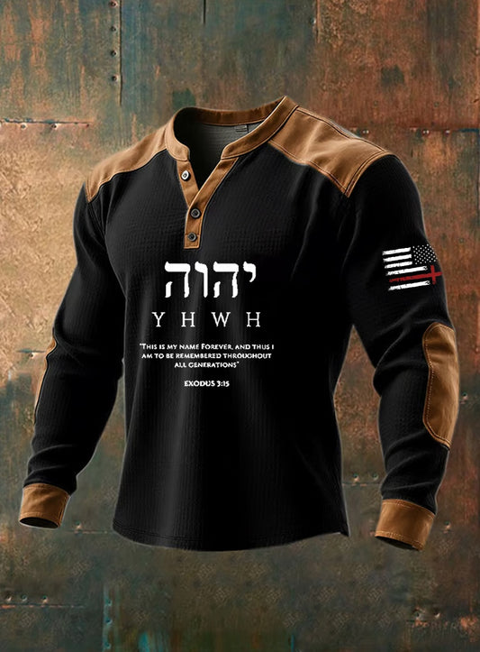 Férfi vintage hit alkalmi henley