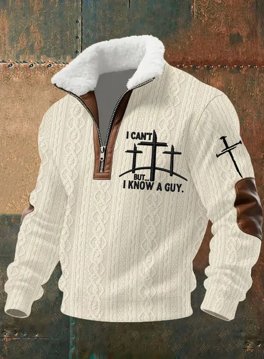 Férfi vintage art faith alkalmi pulóver