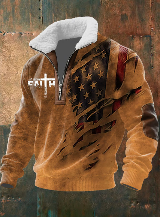 Férfi vintage art faith alkalmi pulóver