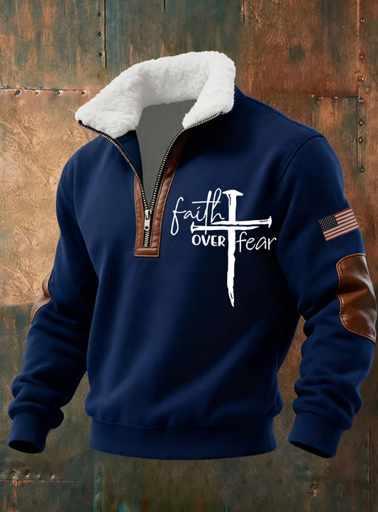 Férfi vintage art faith alkalmi pulóver