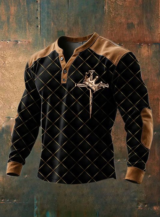 Férfi vintage hit alkalmi henley