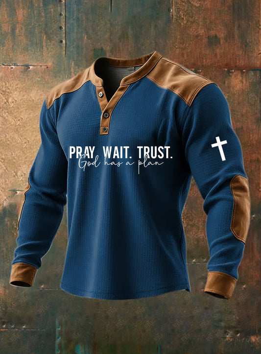 Férfi vintage hit alkalmi henley