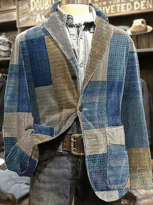 Férfi retro absztrakt művészet nyomtatás üzleti stílus alkalmi ruha kabát