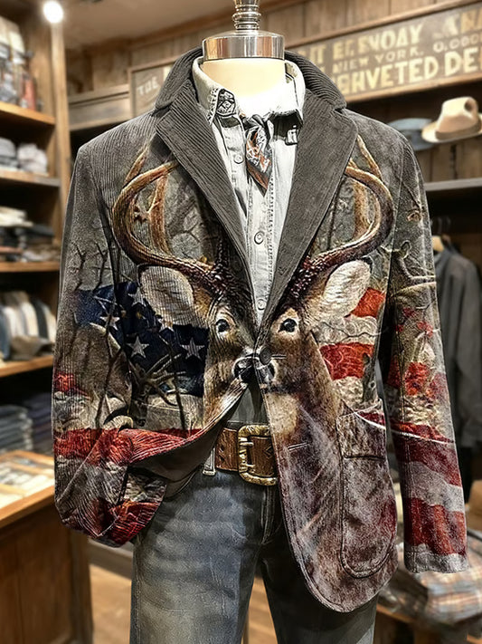 Férfi retro absztrakt művészet nyomtatás üzleti stílus alkalmi ruha kabát