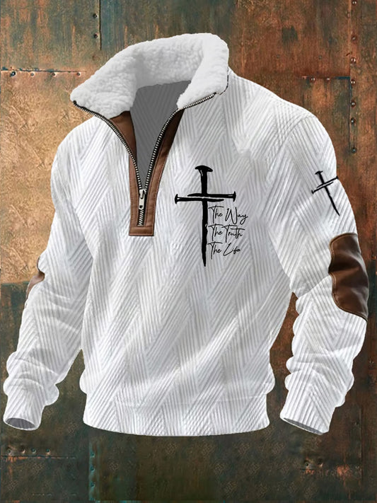 Férfi vintage art faith alkalmi pulóver