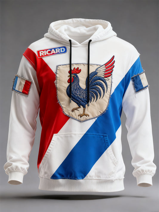 Férfi francia zászló ricard alkalmi hoodie