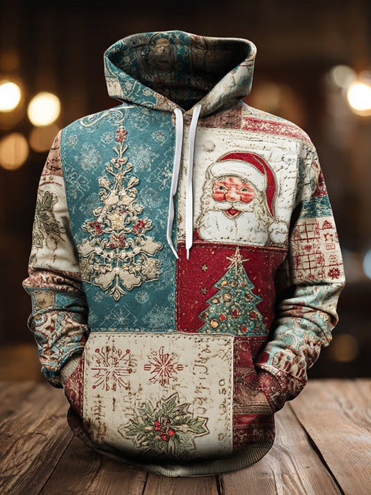 Férfi retro karácsonyi nyomtatás alkalmi hoodie