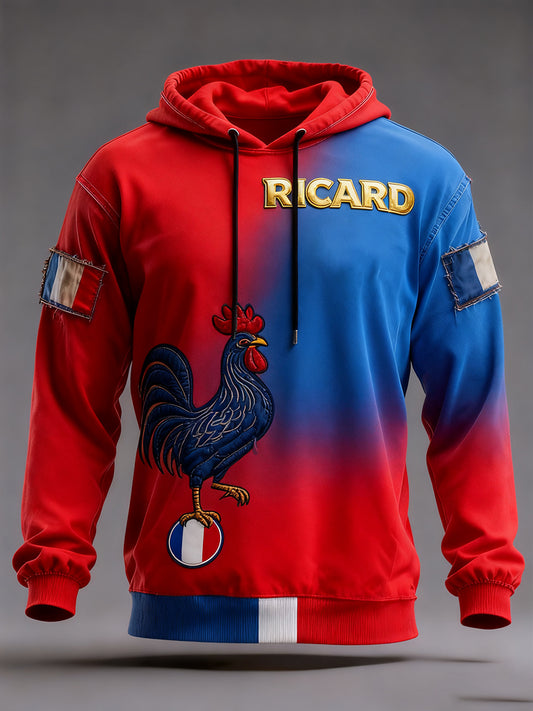 Férfi francia zászló ricard alkalmi hoodie