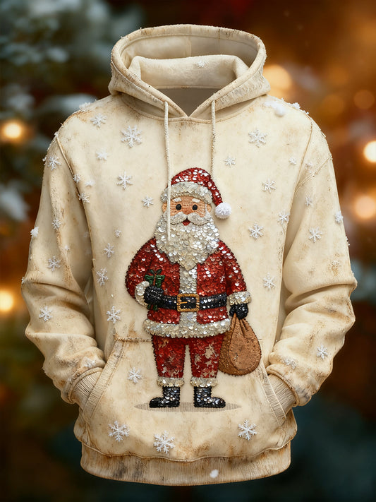 Férfi retro karácsonyi nyomtatás alkalmi hoodie