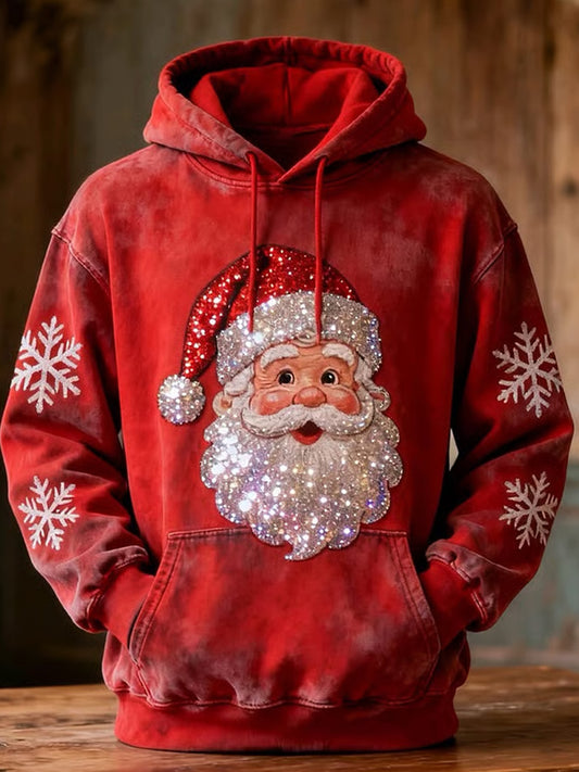 Férfi retro karácsonyi művészet nyomtatás alkalmi hoodie