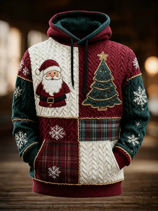 Férfi retro karácsonyi művészet nyomtatás alkalmi hoodie