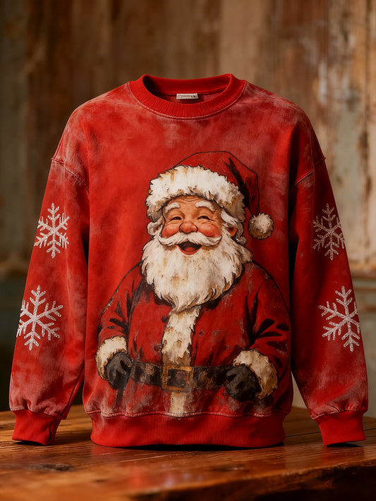 Férfi retro karácsonyi művészet nyomtatás alkalmi pulóver