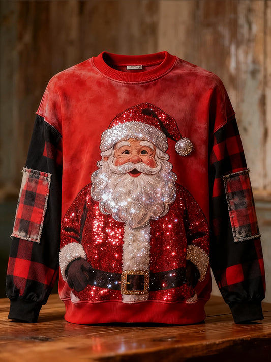 Férfi retro karácsonyi művészet nyomtatás alkalmi pulóver