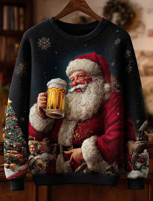 Férfi szórakoztató karácsonyi művészet nyomtatás kényelem kötött top