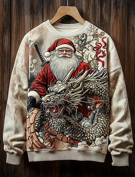 Férfi szórakoztató karácsonyi művészet nyomtatás kényelem kötött top