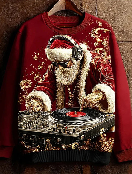 Férfi szórakoztató karácsonyi művészet nyomtatás kényelem kötött top