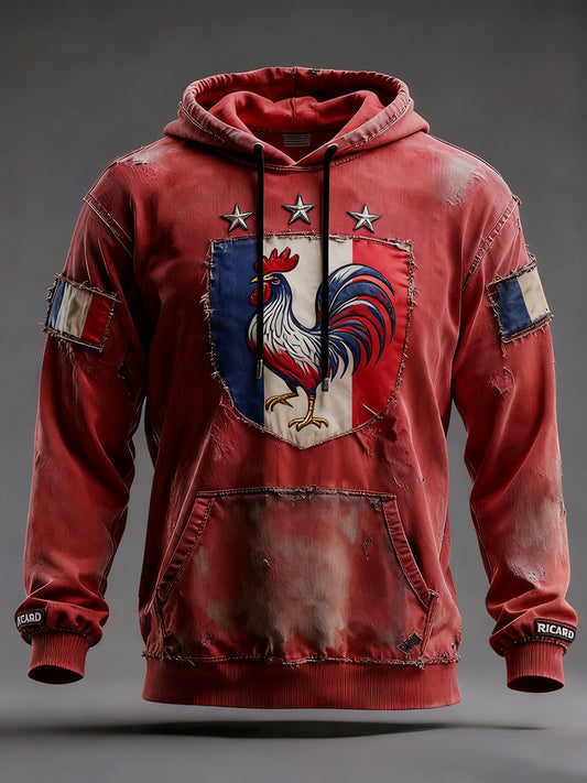 Férfi francia zászló ricard alkalmi hoodie