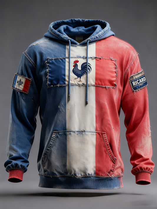 Férfi francia zászló ricard alkalmi hoodie