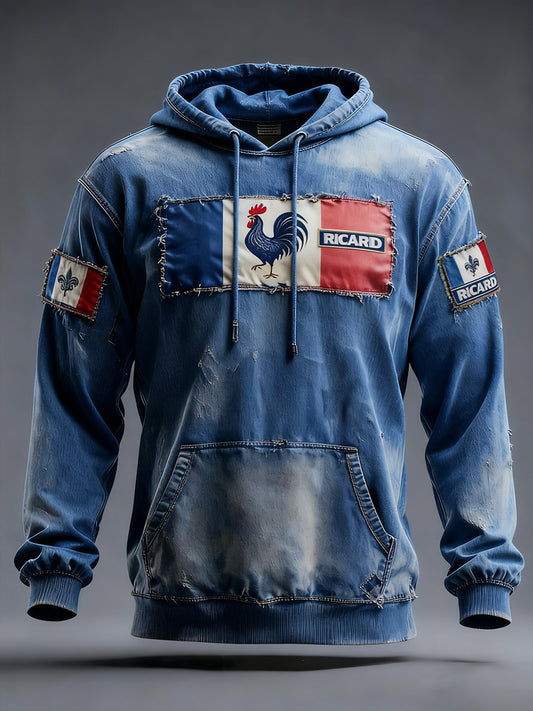 Férfi francia zászló ricard alkalmi hoodie