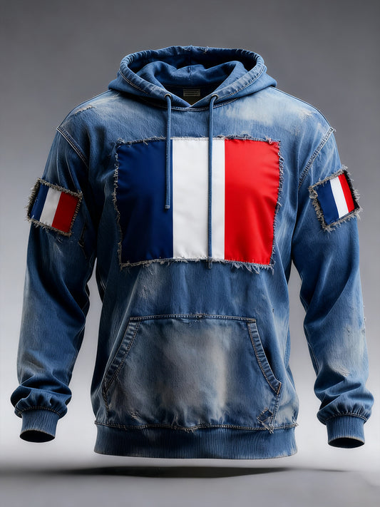 Férfi francia zászló ricard alkalmi hoodie