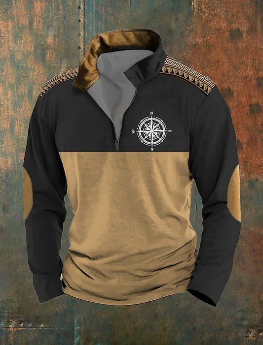 Férfi retro western art print alkalmi top