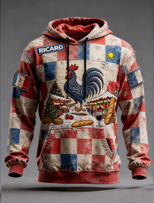 Férfi francia zászló ricard alkalmi hoodie