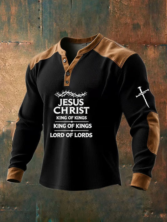 Férfi vintage hit alkalmi henley