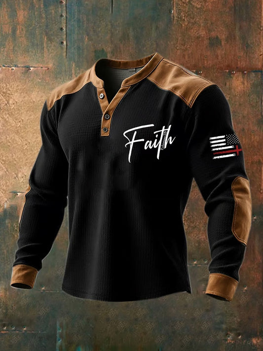 Férfi vintage hit alkalmi henley