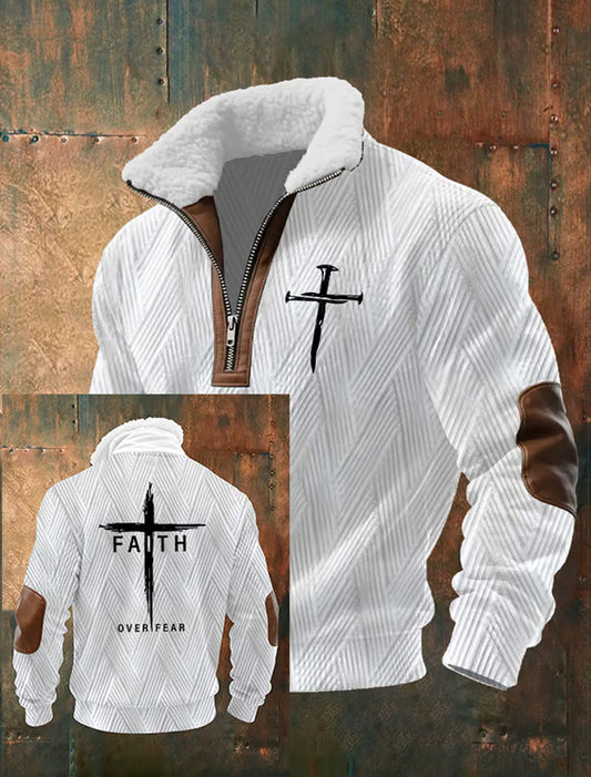 Férfi vintage art faith alkalmi pulóver