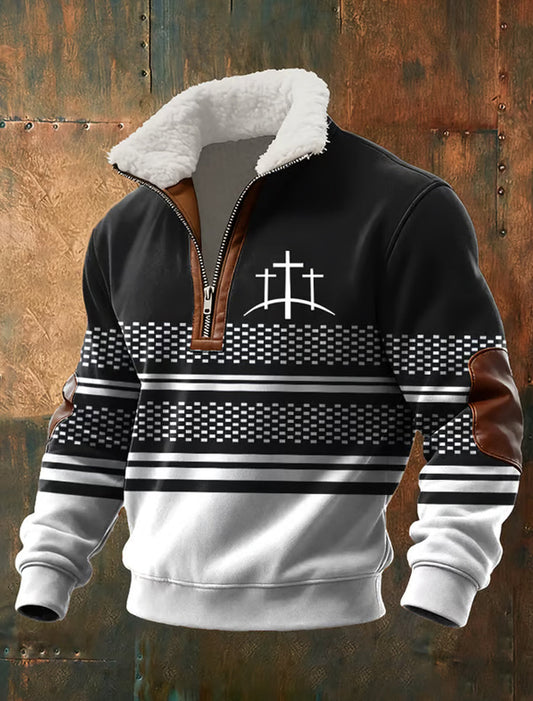 Férfi vintage art faith alkalmi pulóver