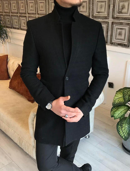 Férfi retro art print alkalmi gyapjú kabát