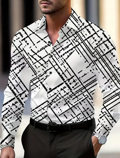 Férfi retro art print alkalmi ing