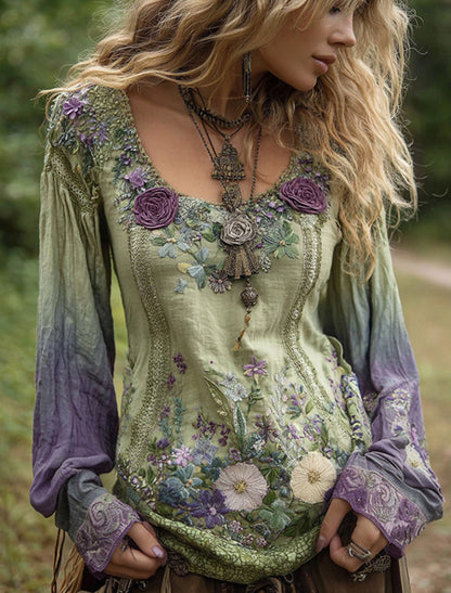 Női retro bohém alkalmi top