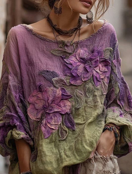 Női retro bohém alkalmi top