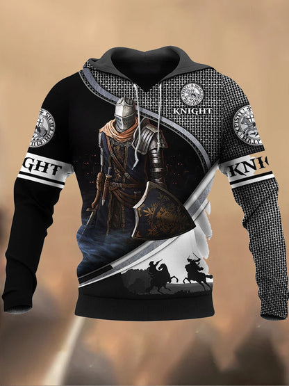 Férfi retro nyomtatott alkalmi pulóver