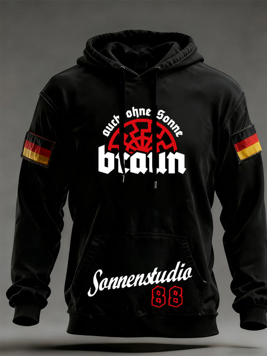 Férfi vintage német zászló művészeti nyomtatás hoodie