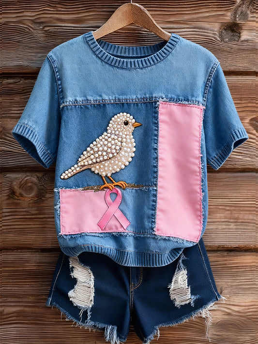 Női művészi állat nyomtatás kényelmes kötött rövid ujjú felső