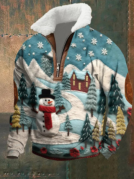 Férfi vintage karácsonyi művészet alkalmi pulóver