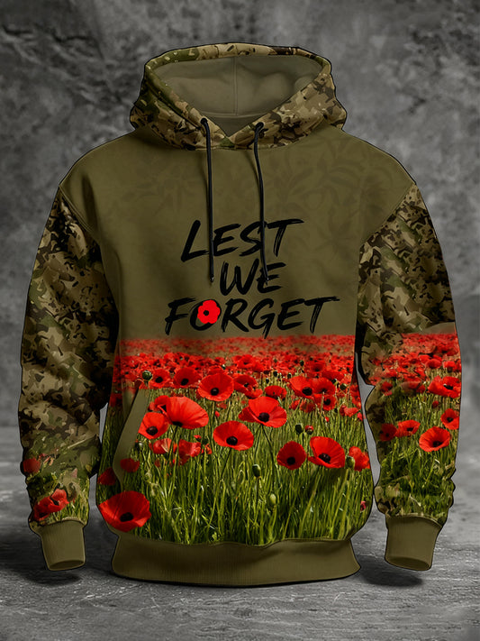Men's remembrance day "forget me not" poppy hoodie