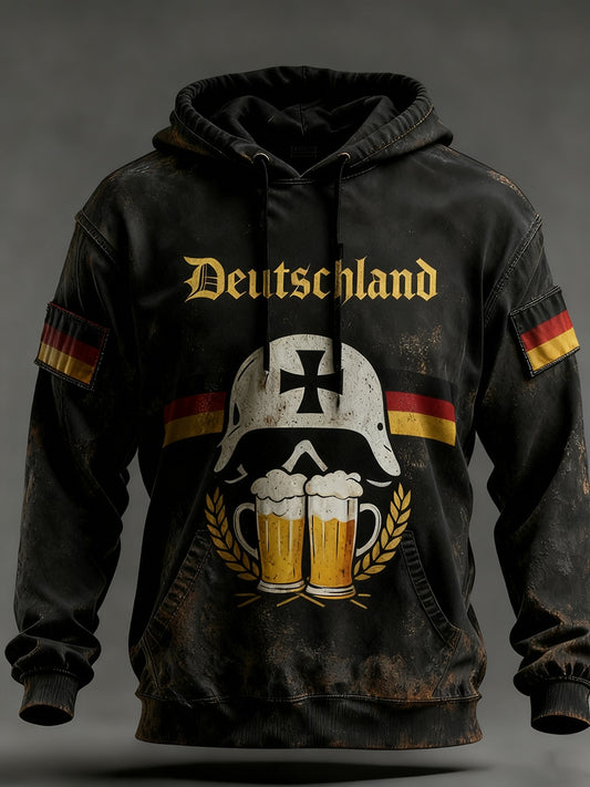 Férfi vintage német zászló művészeti nyomtatás hoodie