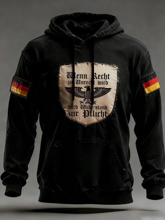 Férfi vintage német zászló művészeti nyomtatás hoodie