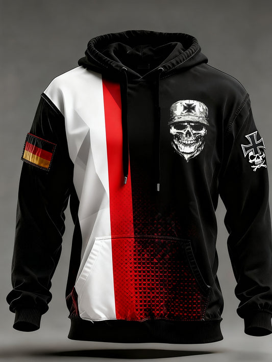 Férfi vintage német zászló művészeti nyomtatás hoodie