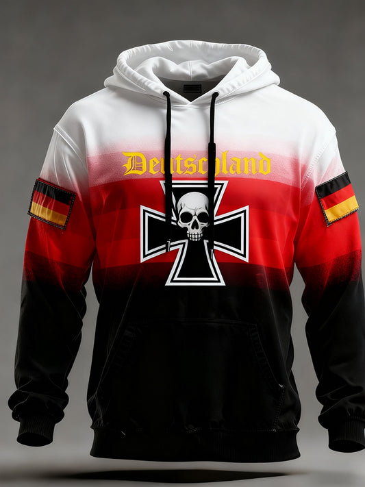 Férfi vintage német zászló művészeti nyomtatás hoodie