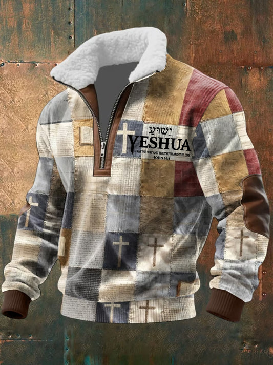 Férfi vintage art faith alkalmi pulóver