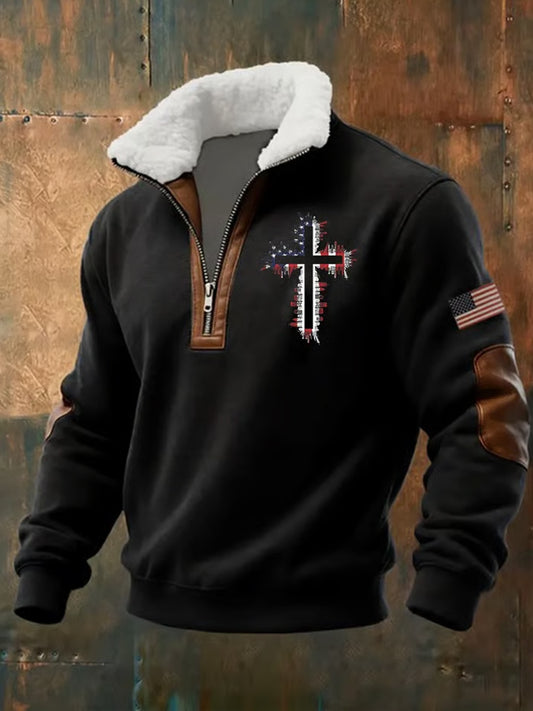 Férfi vintage art faith alkalmi pulóver