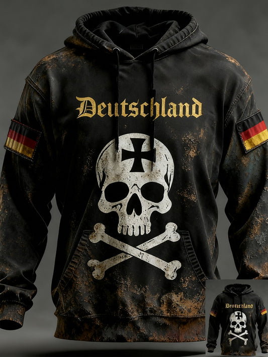 Férfi vintage német zászló művészeti nyomtatás hoodie