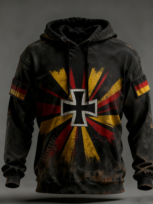 Férfi vintage német zászló művészeti nyomtatás hoodie