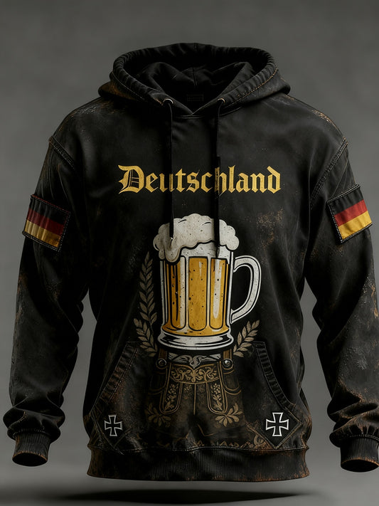 Férfi vintage német zászló művészeti nyomtatás hoodie